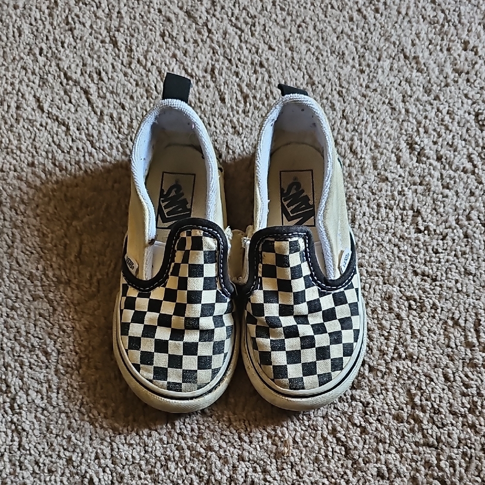 Vans Kids Checkerboard Slip-On Sneakers - Black & White